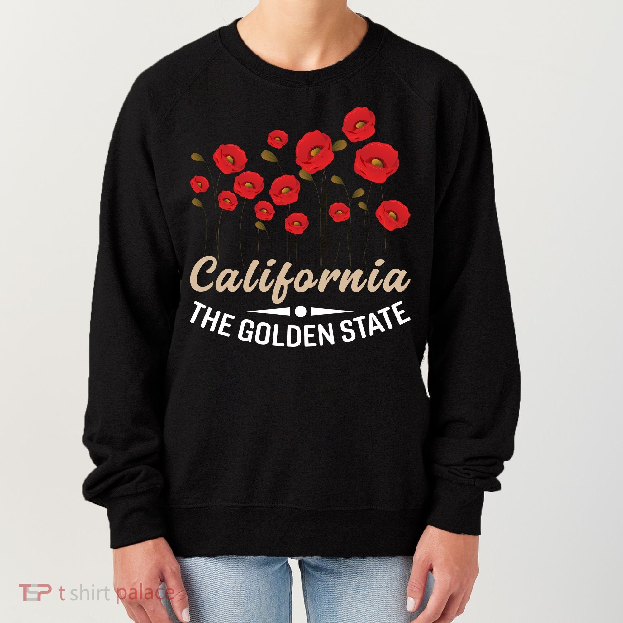 California Poppy Floral The Golden State Women's Sweatshirt