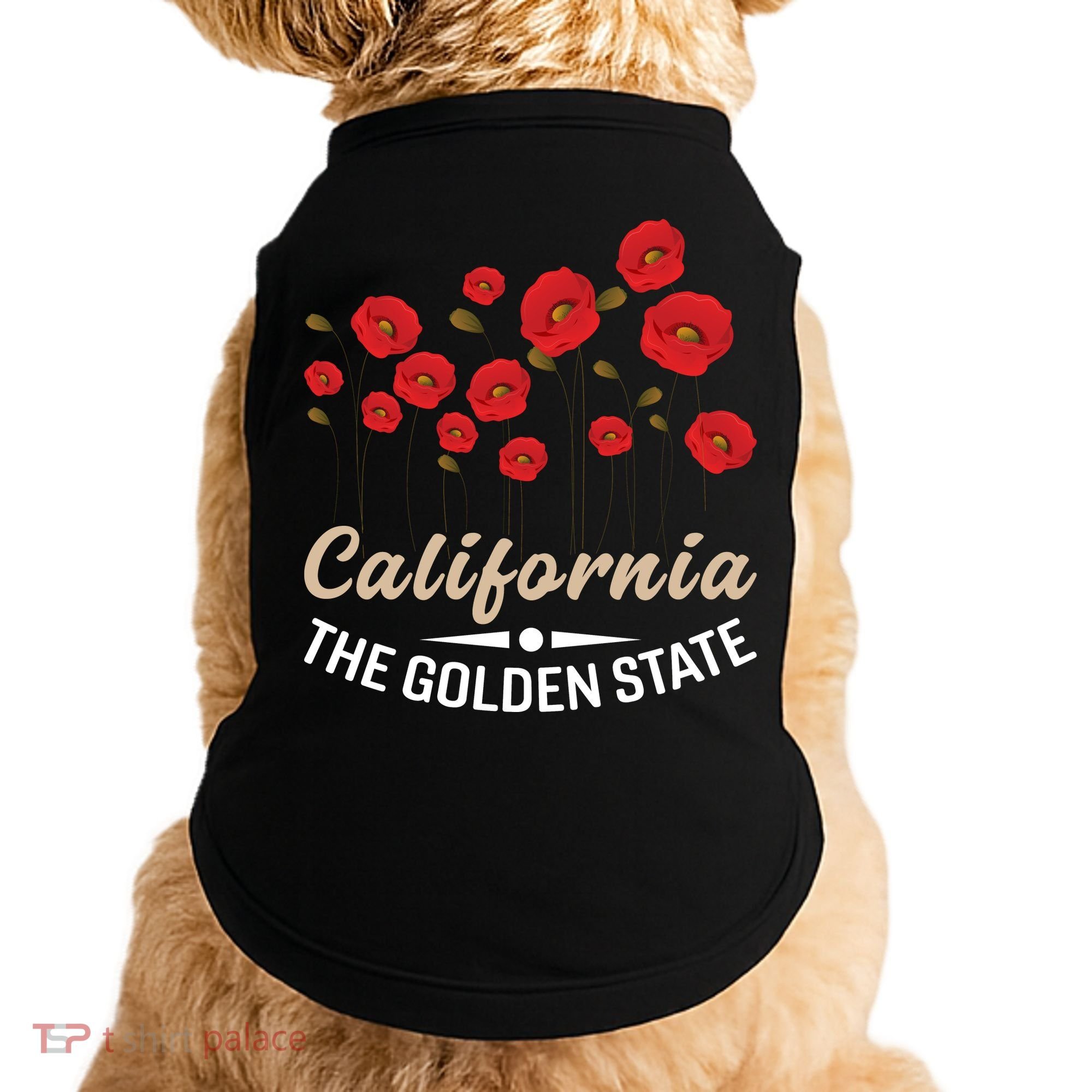 California Poppy Floral The Golden State Doggie Tank