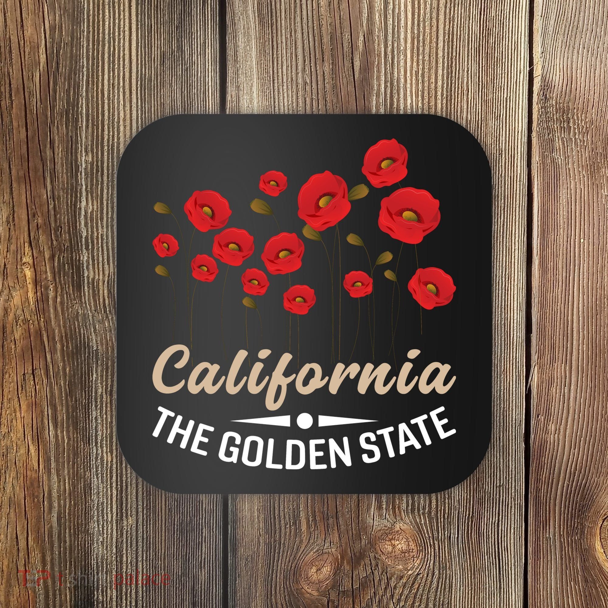 California Poppy Floral The Golden State Coaster