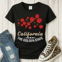 California Poppy Floral The Golden State Women's T-Shirt thumb 3