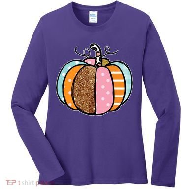 Colorful Pumpkin Festive Fall Women's Long Sleeve Shirt