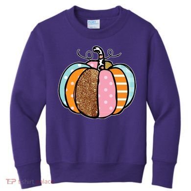 Colorful Pumpkin Festive Fall Kids Sweatshirt