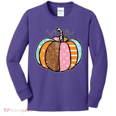 Colorful Pumpkin Festive Fall Kids Long Sleeve Shirt
