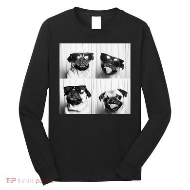 Cute Pug Face Pet Photobooth Cool Pug With Sunglasses Long Sleeve Shirt