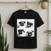 Cute Pug Face Pet Photobooth Cool Pug With Sunglasses T-Shirt thumb 2