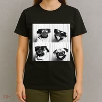 Cute Pug Face Pet Photobooth Cool Pug With Sunglasses T-Shirt thumb 4