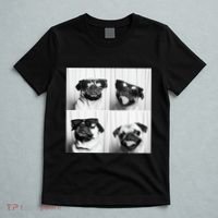 Cute Pug Face Pet Photobooth Cool Pug With Sunglasses T-Shirt thumb 5