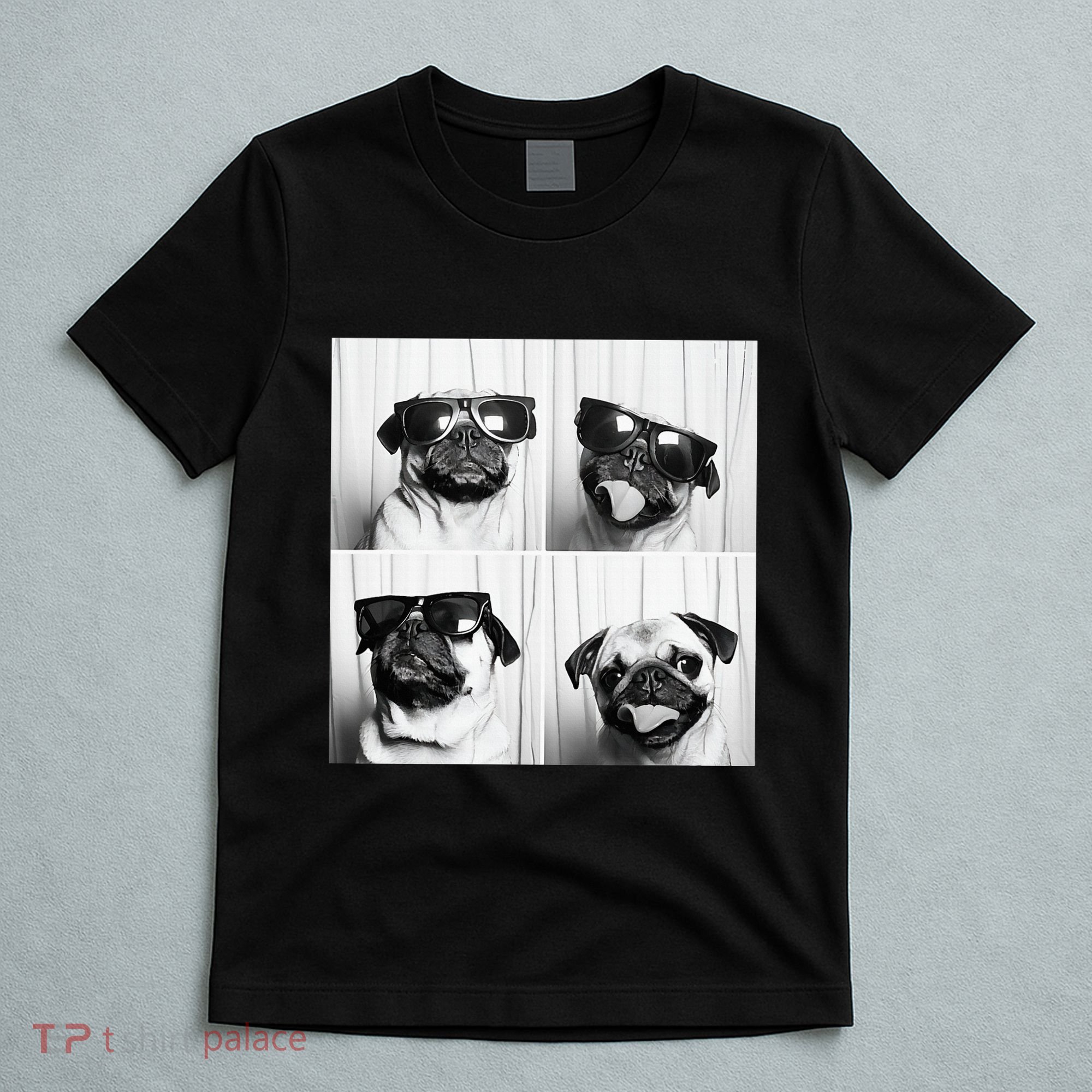 Cute Pug Face Pet Photobooth Cool Pug With Sunglasses T-Shirt