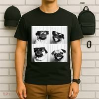 Cute Pug Face Pet Photobooth Cool Pug With Sunglasses T-Shirt thumb 6