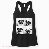 Cute Pug Face Pet Photobooth Cool Pug With Sunglasses Women's Tank Top thumb 0