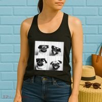 Cute Pug Face Pet Photobooth Cool Pug With Sunglasses Women's Tank Top thumb 2