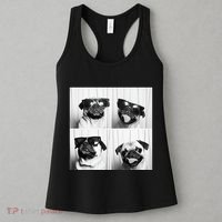Cute Pug Face Pet Photobooth Cool Pug With Sunglasses Women's Tank Top thumb 3