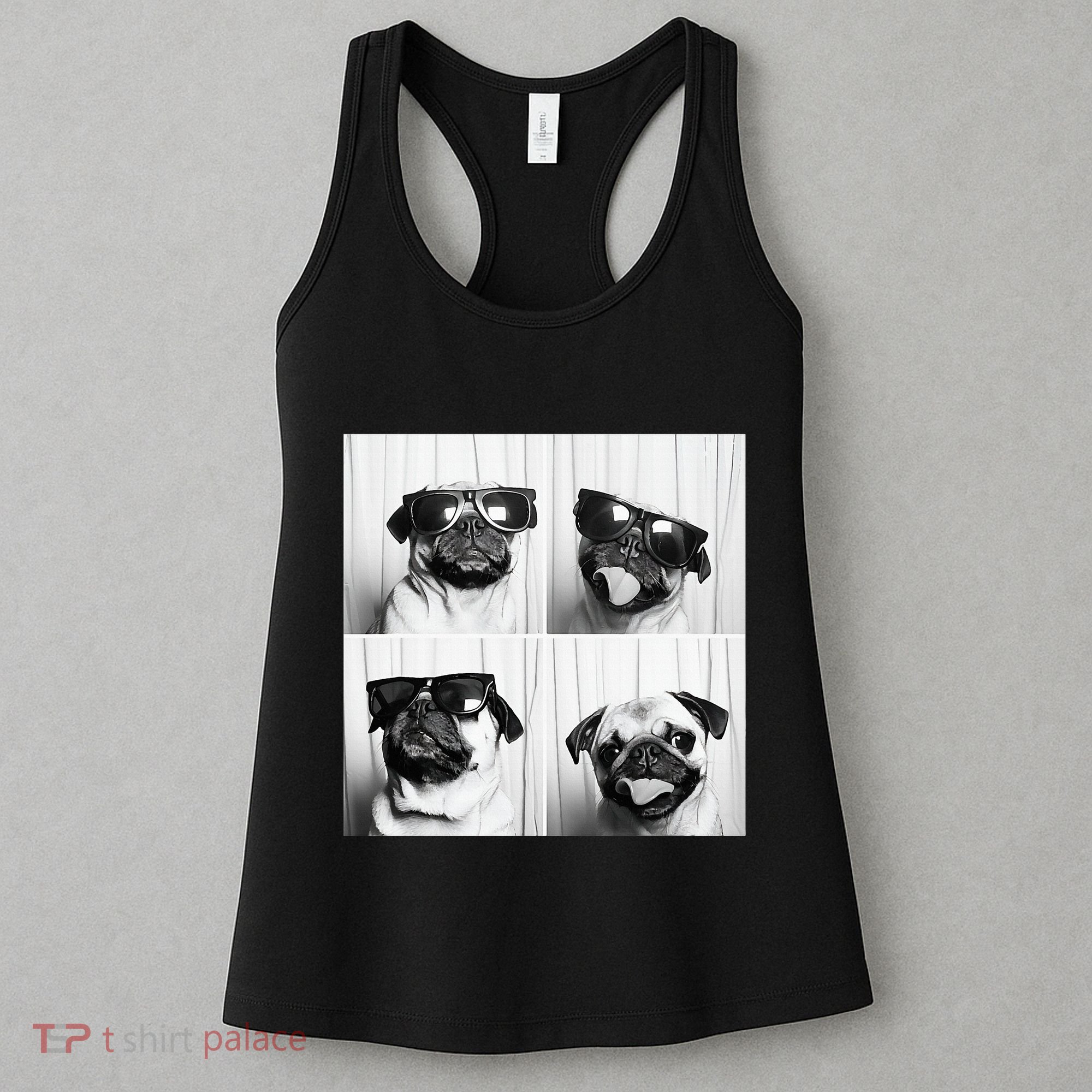 Cute Pug Face Pet Photobooth Cool Pug With Sunglasses Women's Tank Top