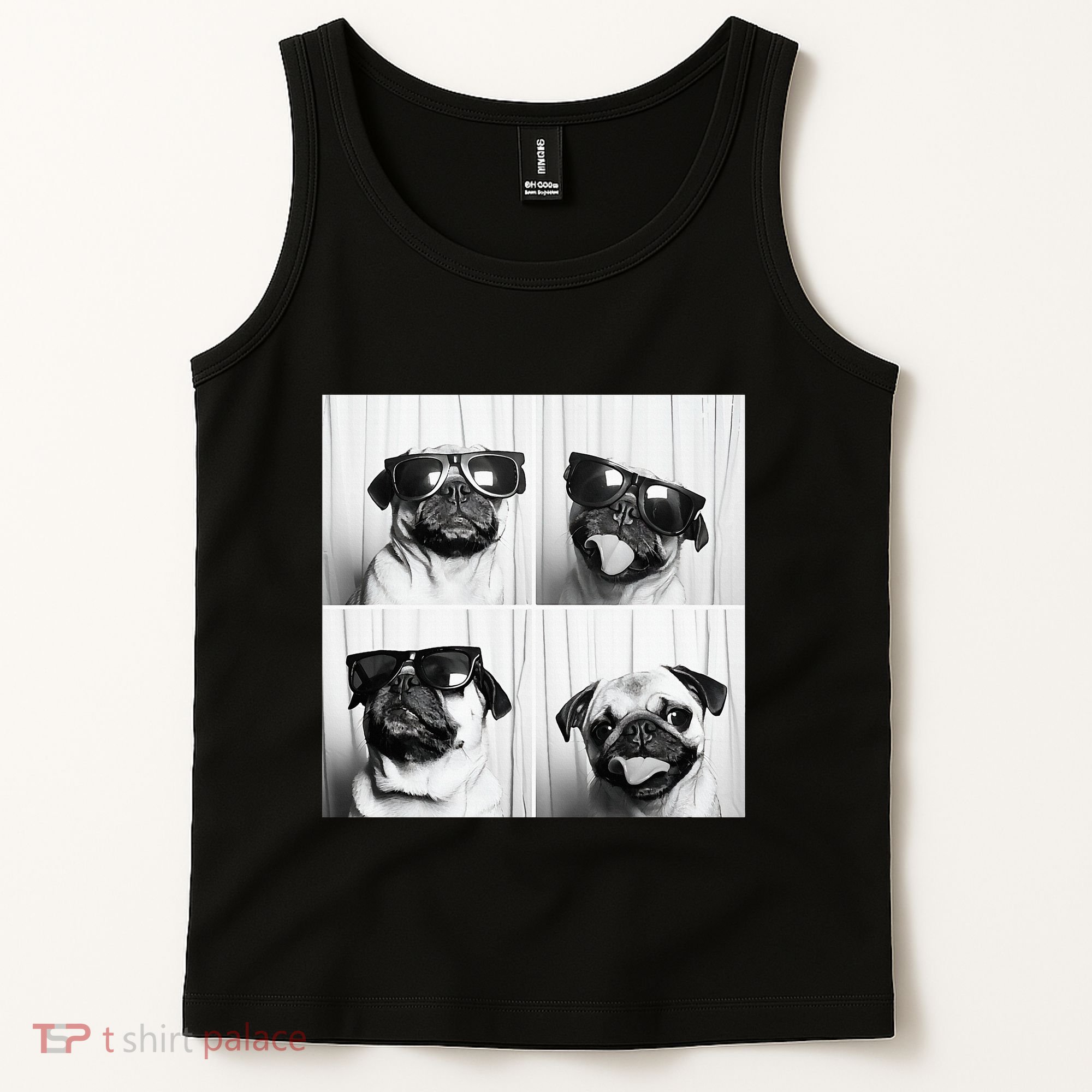 Cute Pug Face Pet Photobooth Cool Pug With Sunglasses Tank Top