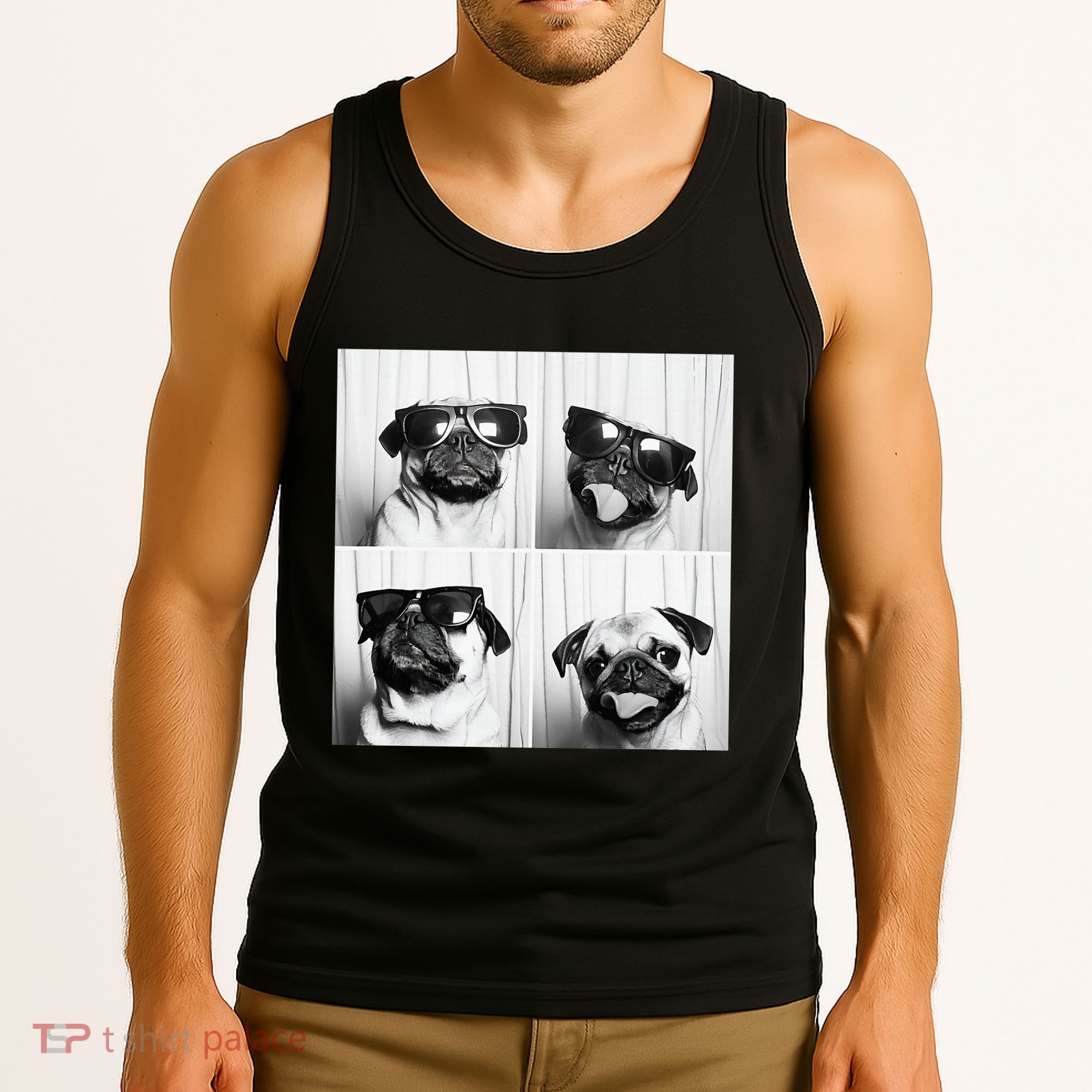 Cute Pug Face Pet Photobooth Cool Pug With Sunglasses Tank Top