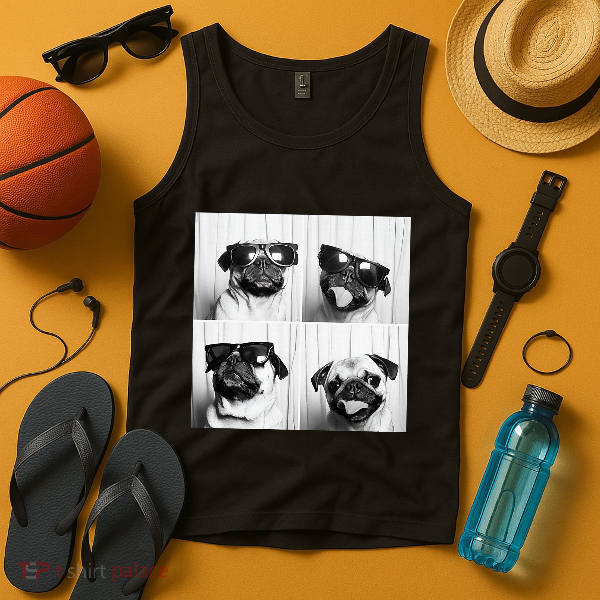 Cute Pug Face Pet Photobooth Cool Pug With Sunglasses Tank Top