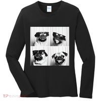 Cute Pug Face Pet Photobooth Cool Pug With Sunglasses Women's Long Sleeve Shirt thumb 0