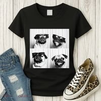Cute Pug Face Pet Photobooth Cool Pug With Sunglasses Women's T-Shirt thumb 3