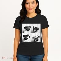 Cute Pug Face Pet Photobooth Cool Pug With Sunglasses Women's T-Shirt thumb 4