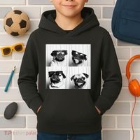 Cute Pug Face Pet Photobooth Cool Pug With Sunglasses Kids Hoodie thumb 2
