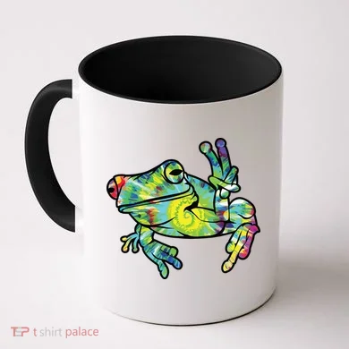 Cool Peace Frog Tie Dye Coffee Mug