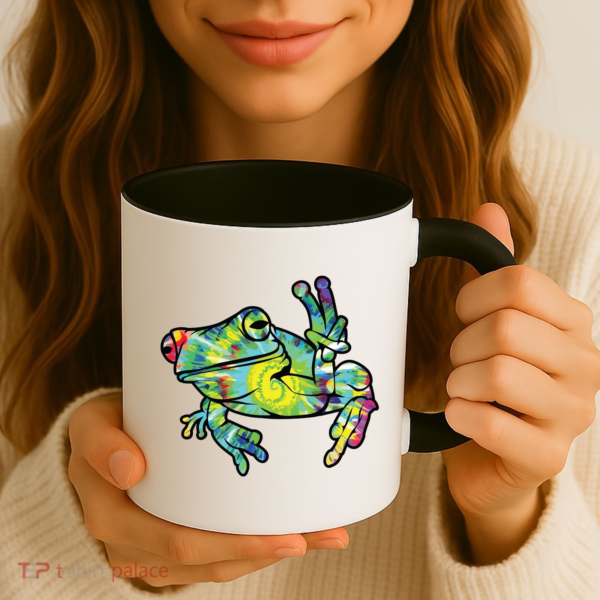 Cool Peace Frog Tie Dye Coffee Mug