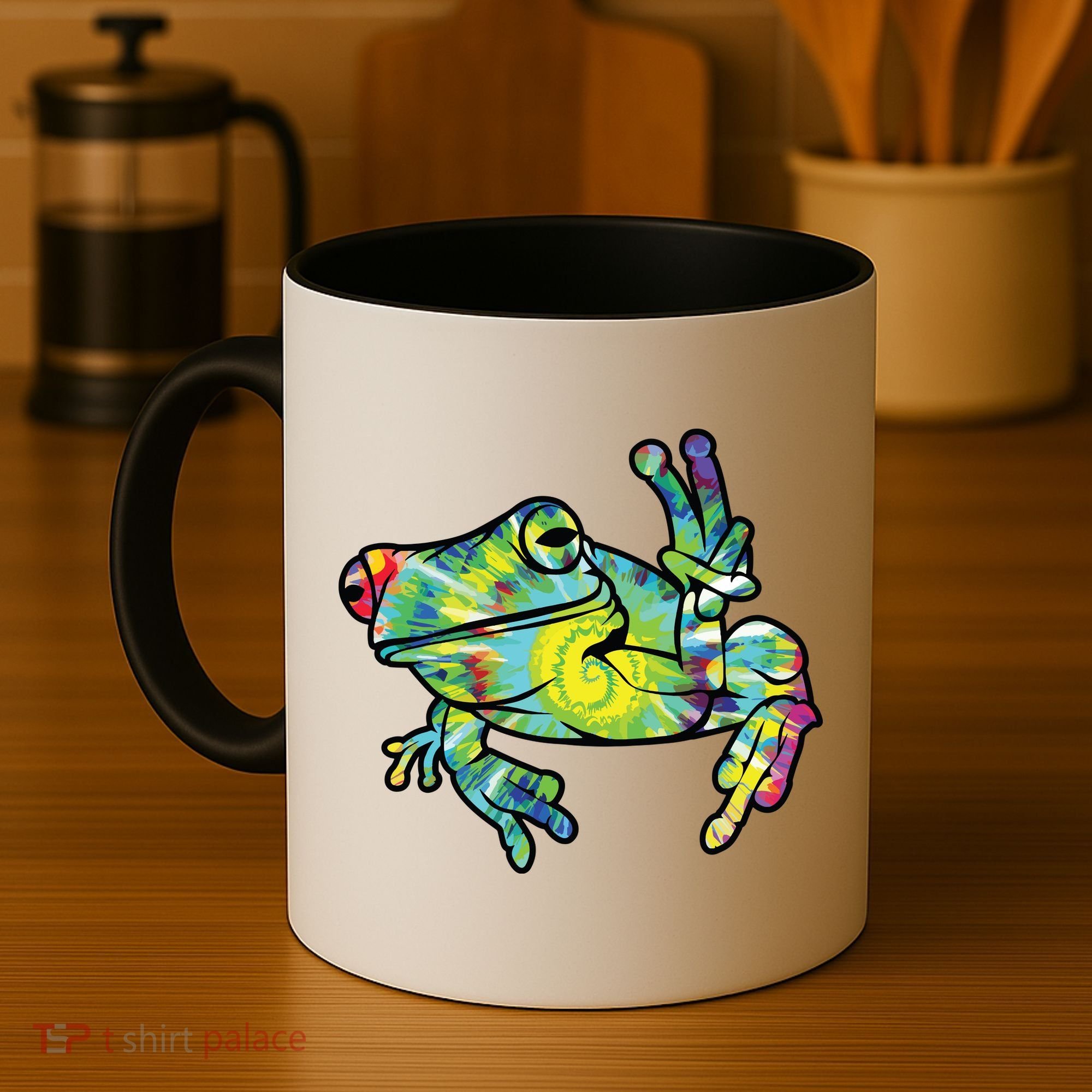 Cool Peace Frog Tie Dye Coffee Mug