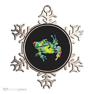 Cool Peace Frog Tie Dye Ornament