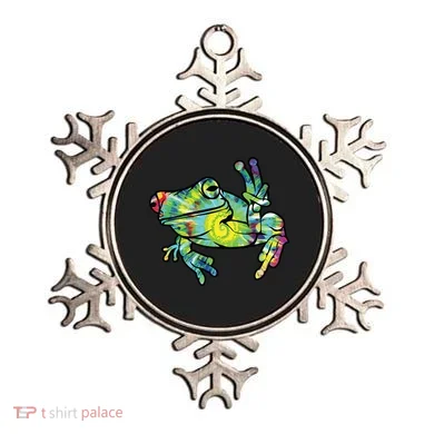 Cool Peace Frog Tie Dye Ornament