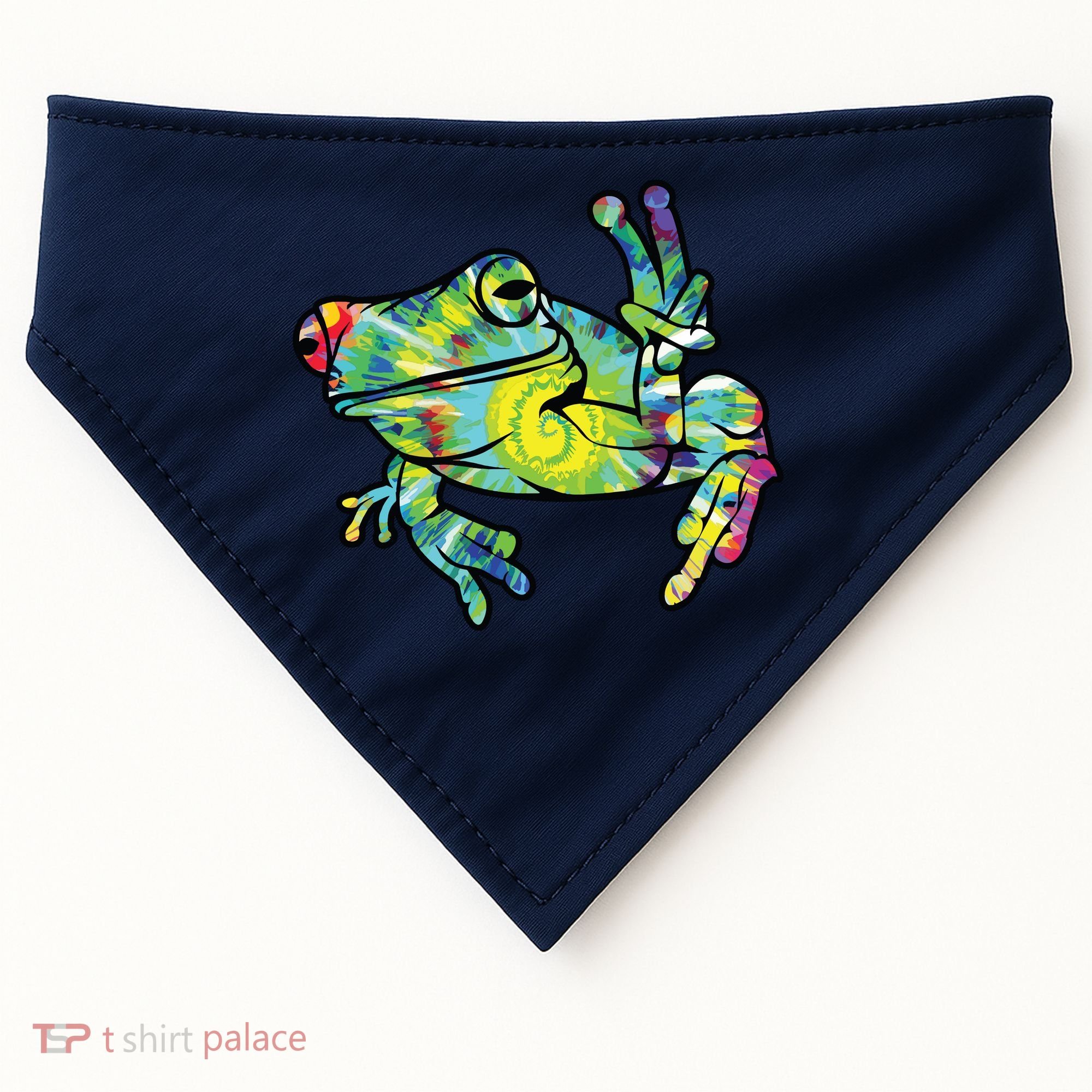 Cool Peace Frog Tie Dye USA-Made Doggie Bandana
