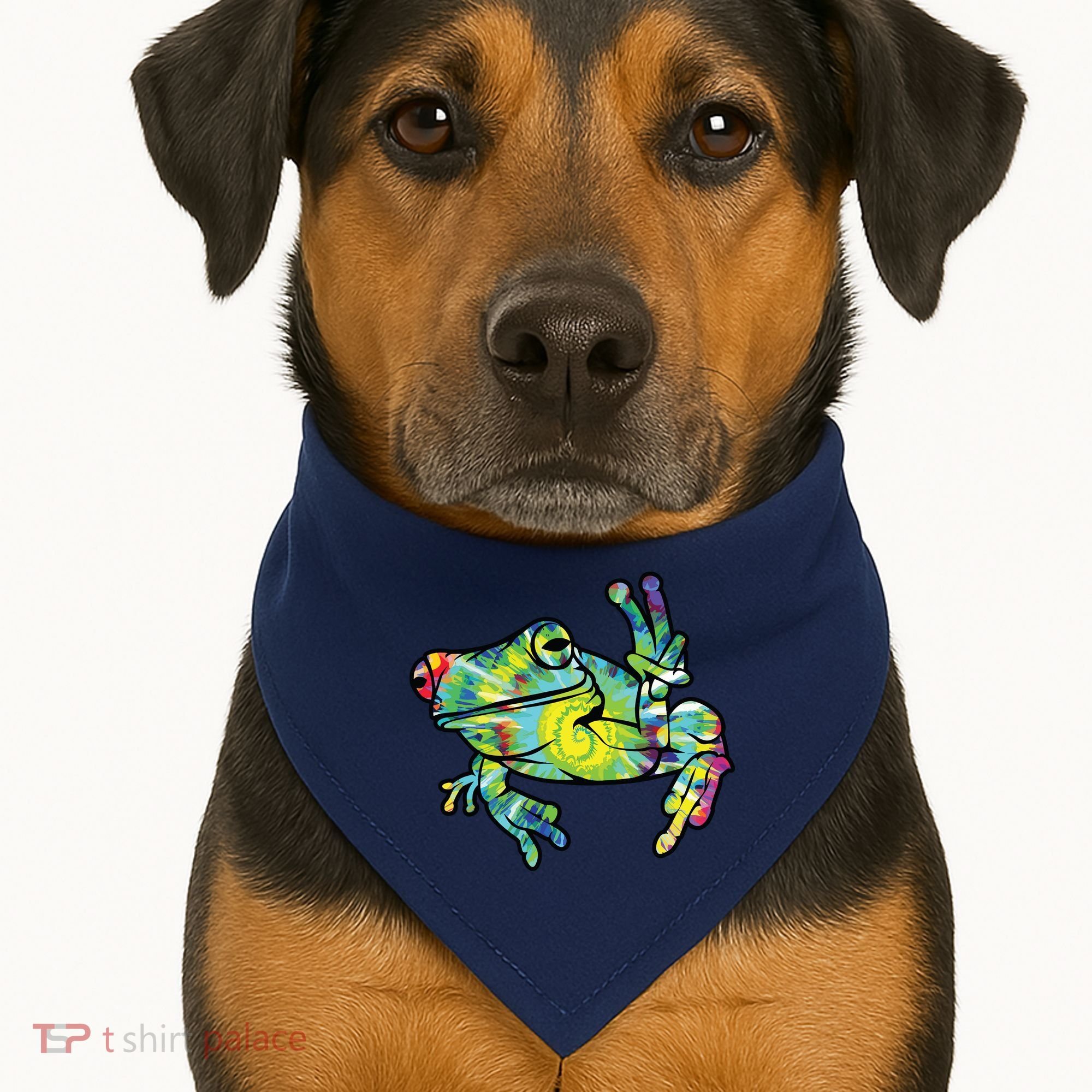 Cool Peace Frog Tie Dye USA-Made Doggie Bandana
