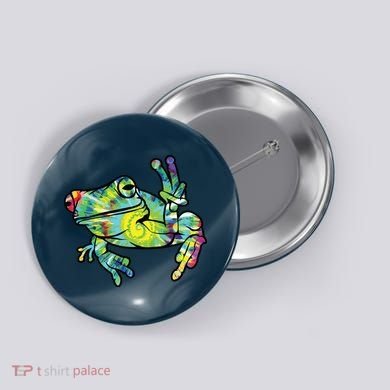 Cool Peace Frog Tie Dye Button