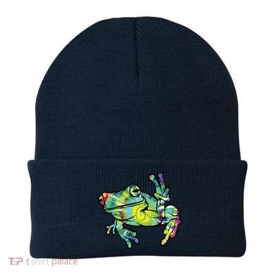 Cool Peace Frog Tie Dye Beanie