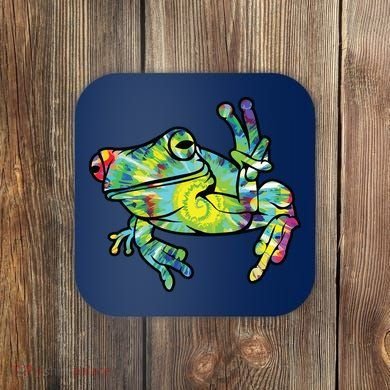 Cool Peace Frog Tie Dye Coaster