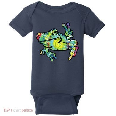 Cool Peace Frog Tie Dye Baby Bodysuit