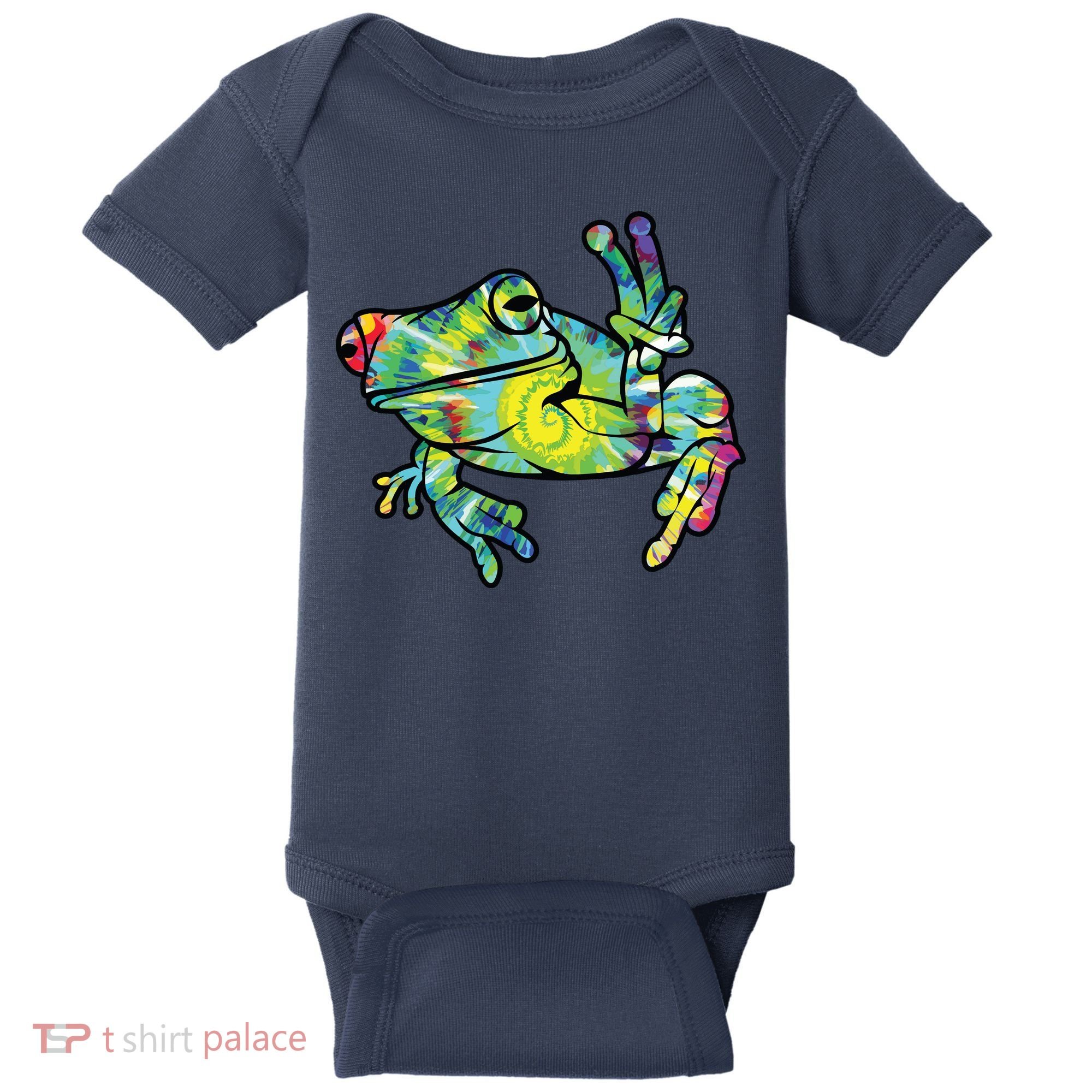 Cool Peace Frog Tie Dye Baby Bodysuit