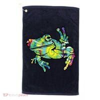 Cool Peace Frog Tie Dye Golf Towel thumb 0