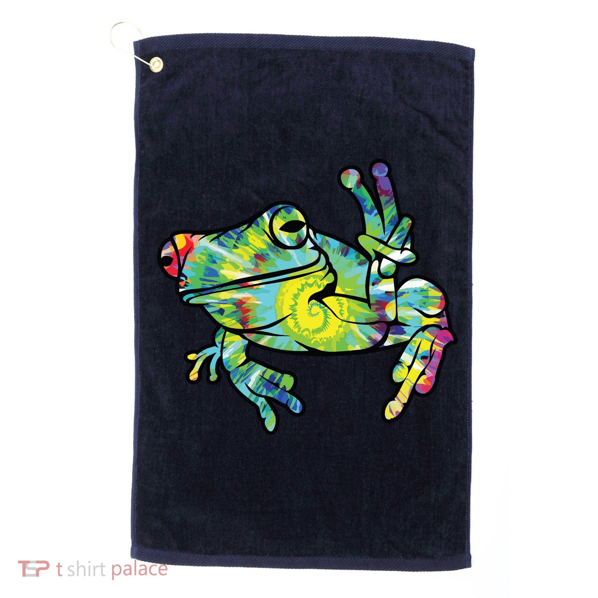 Cool Peace Frog Tie Dye Golf Towel