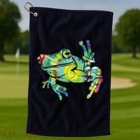 Cool Peace Frog Tie Dye Golf Towel thumb 1