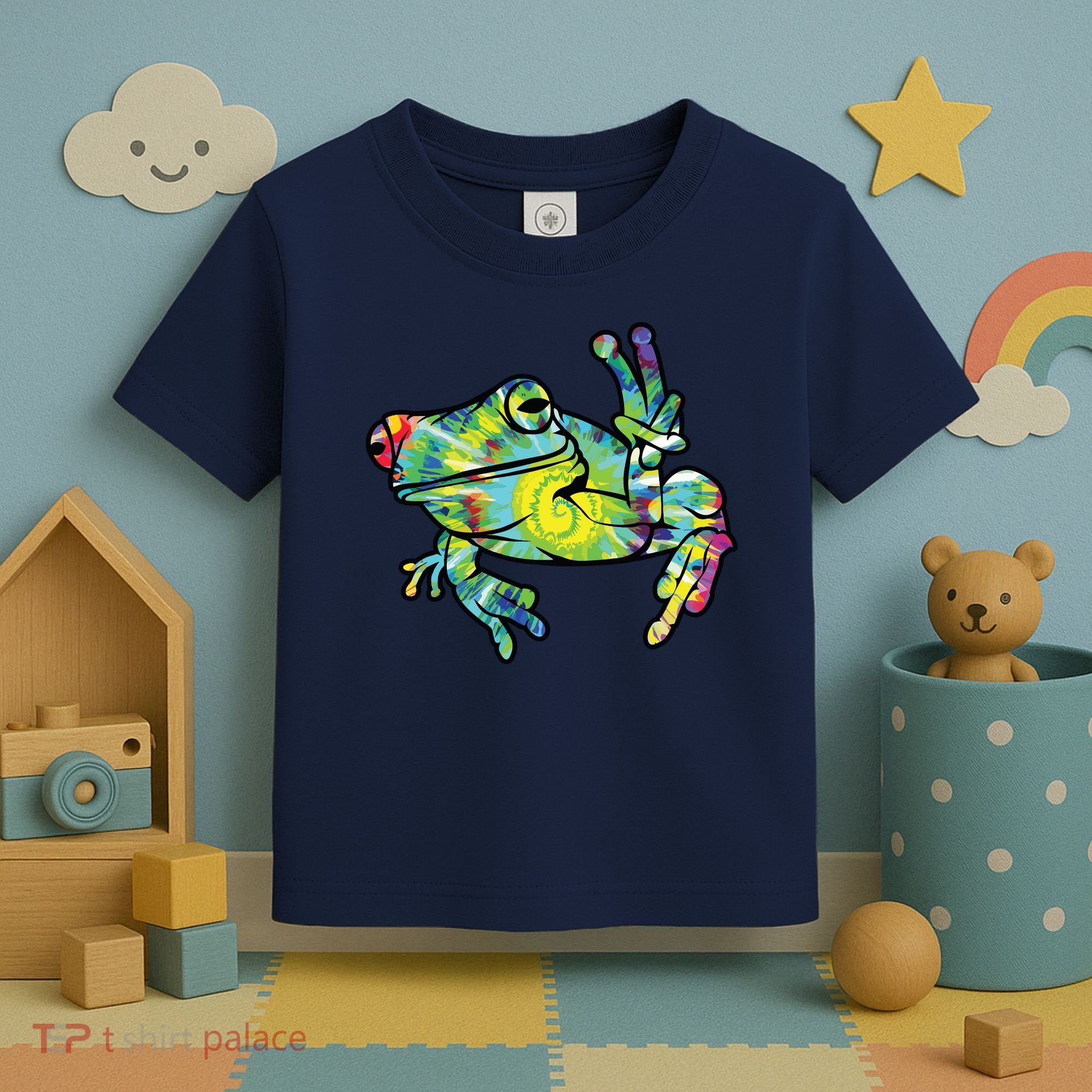 Cool Peace Frog Tie Dye Toddler T-Shirt