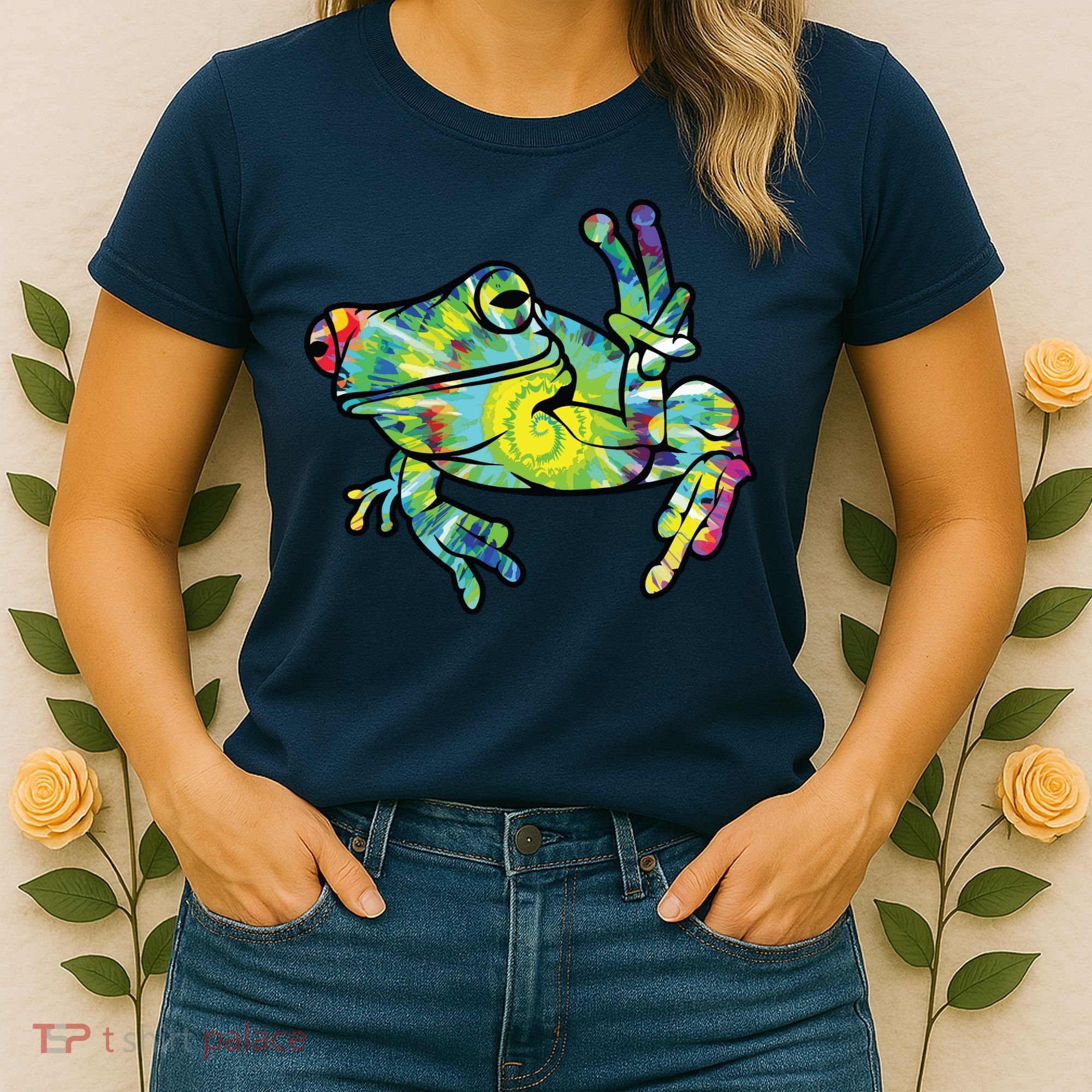 Cool Peace Frog Tie Dye Women's T-Shirt