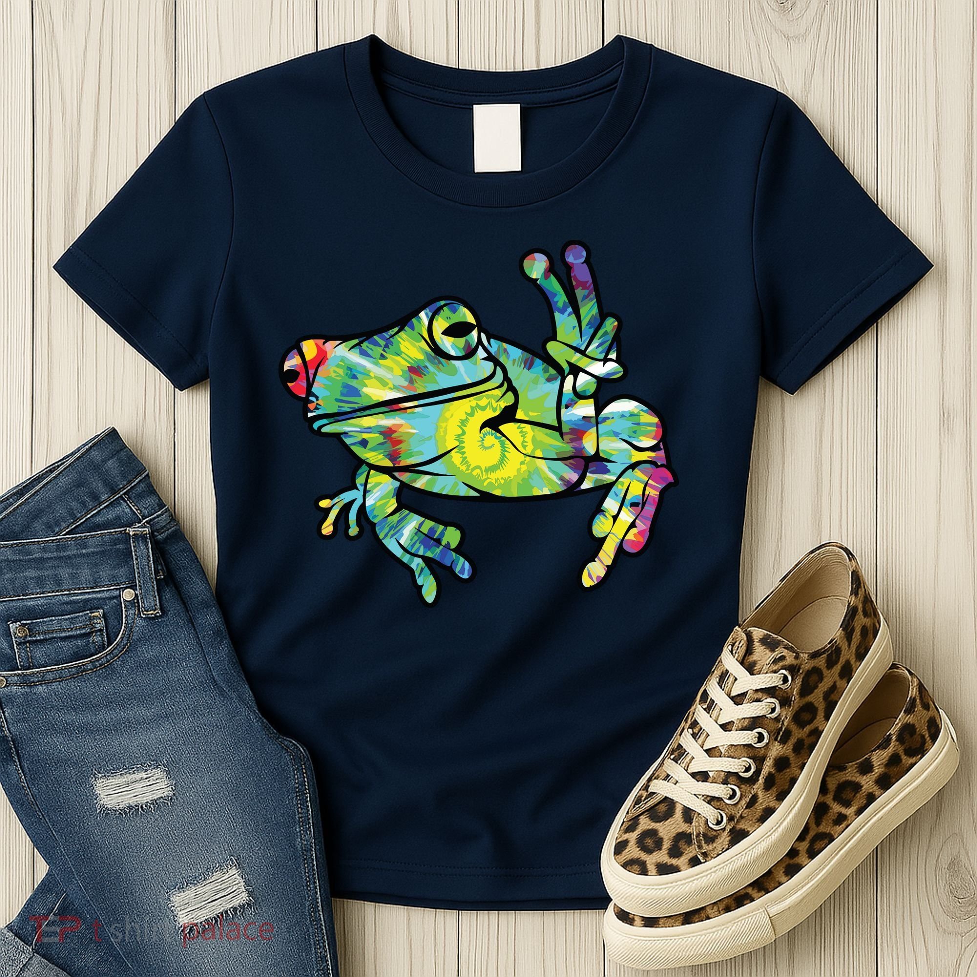 Cool Peace Frog Tie Dye Women's T-Shirt