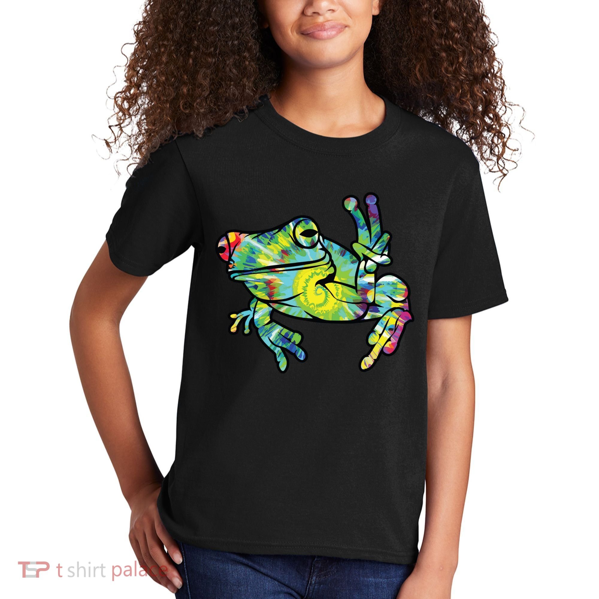 Cool Peace Frog Tie Dye Kids T-Shirt