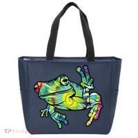 Cool Peace Frog Tie Dye Tote Bag thumb 0