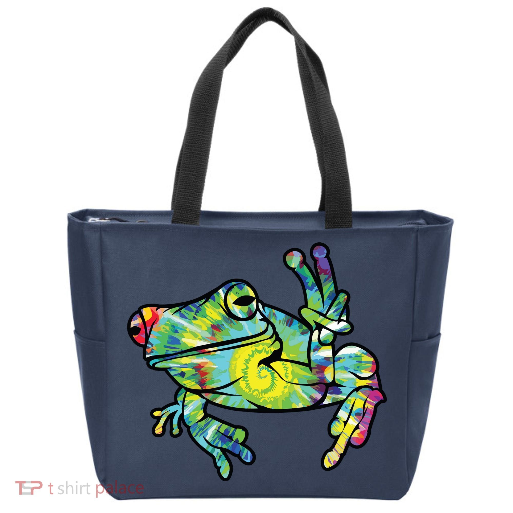 Cool Peace Frog Tie Dye Tote Bag