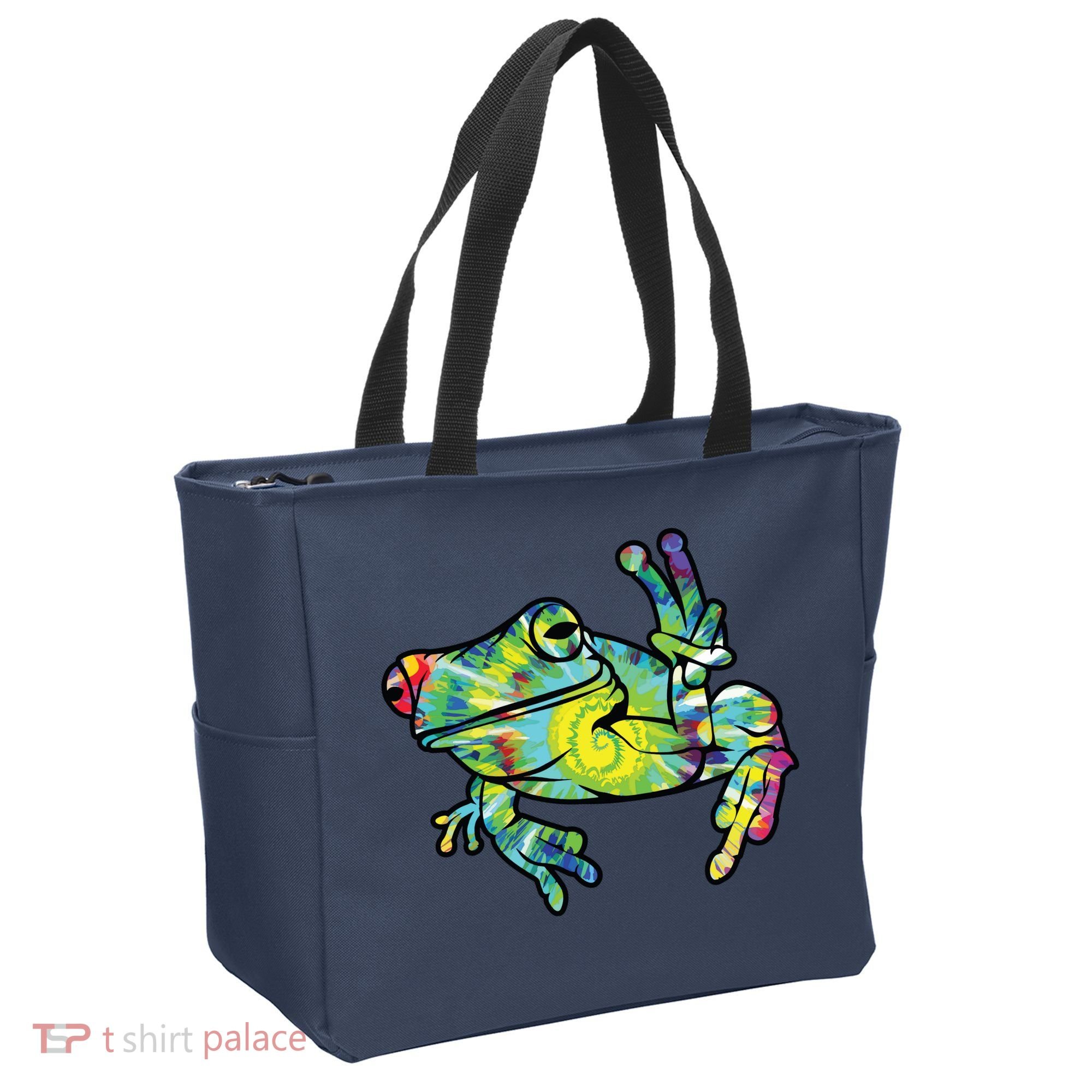 Cool Peace Frog Tie Dye Tote Bag
