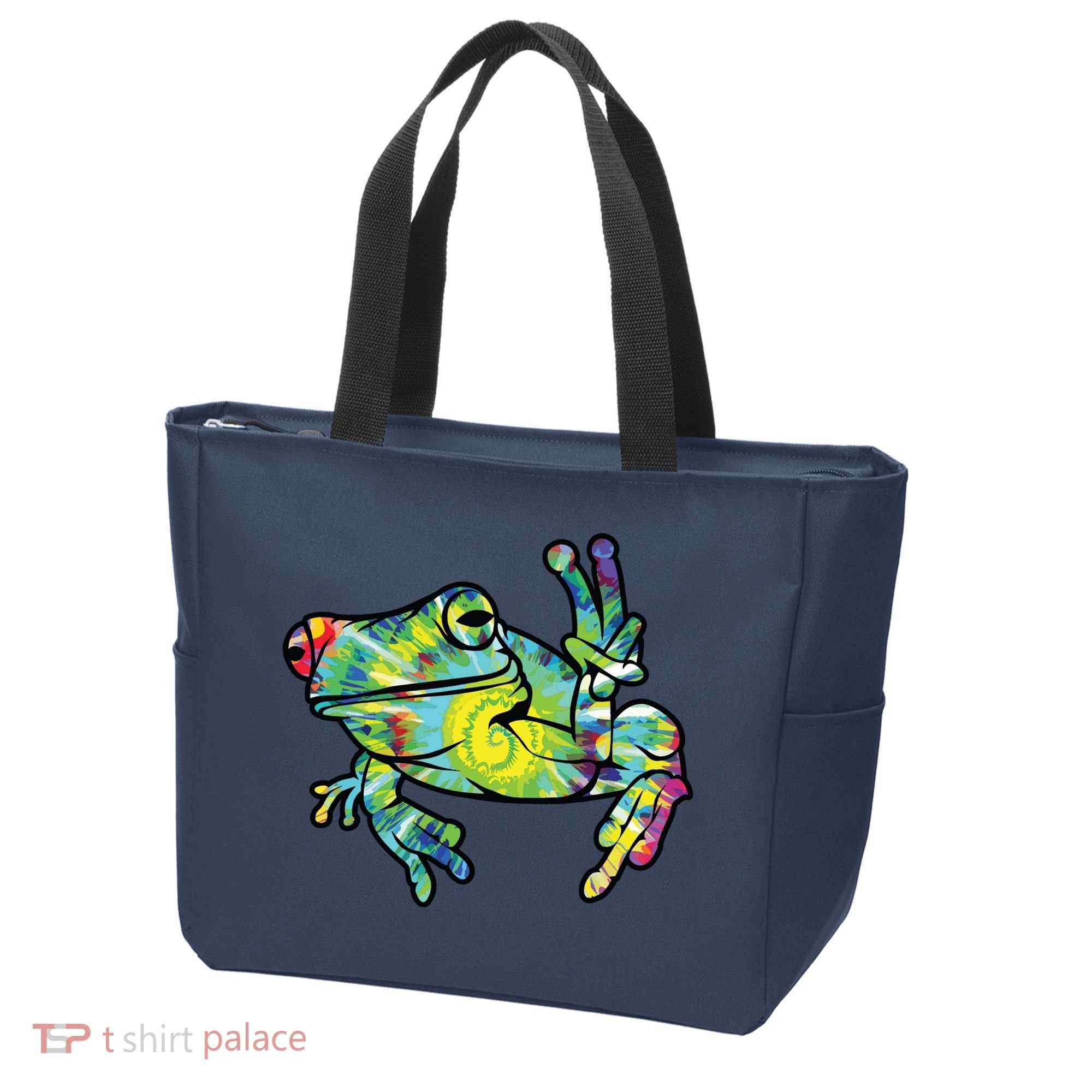 Cool Peace Frog Tie Dye Tote Bag