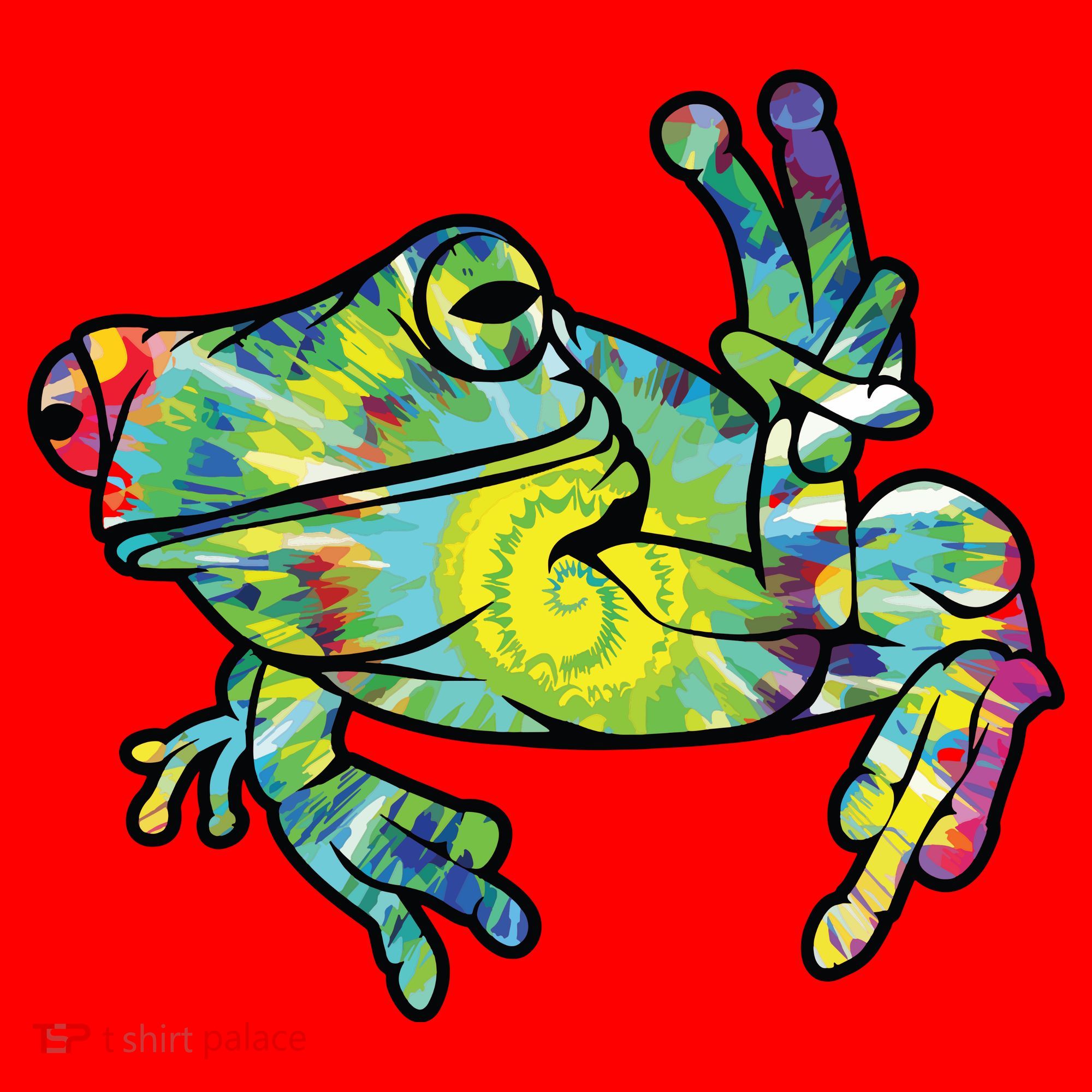 Cool Peace Frog Tie Dye Santa Hat