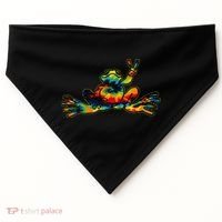 Cool Peace Frog Tie Dye 1960s Fashion Nonconformists USA-Made Doggie Bandana thumb 0
