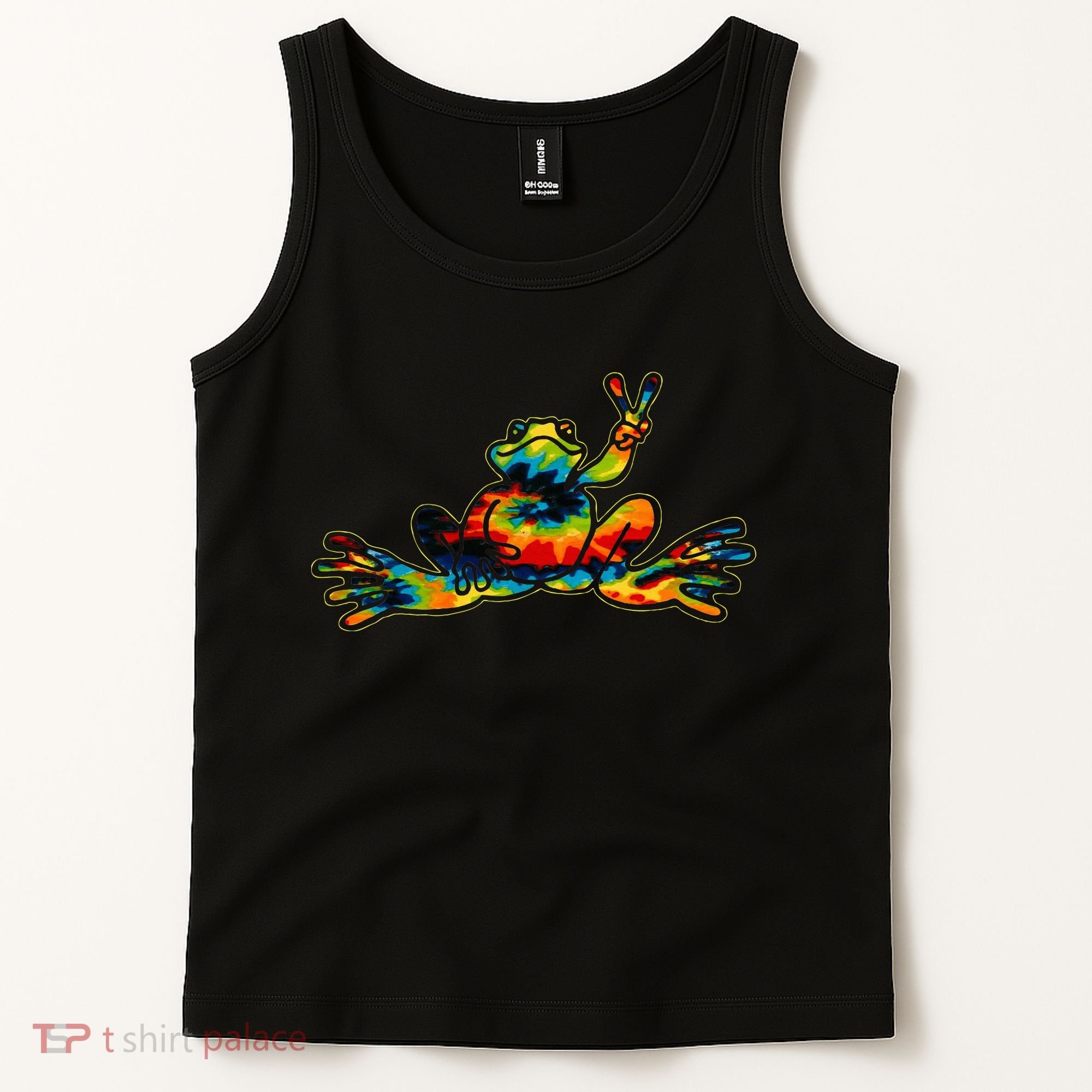Cool Peace Frog Tie Dye 1960s Fashion Nonconformists Tank Top